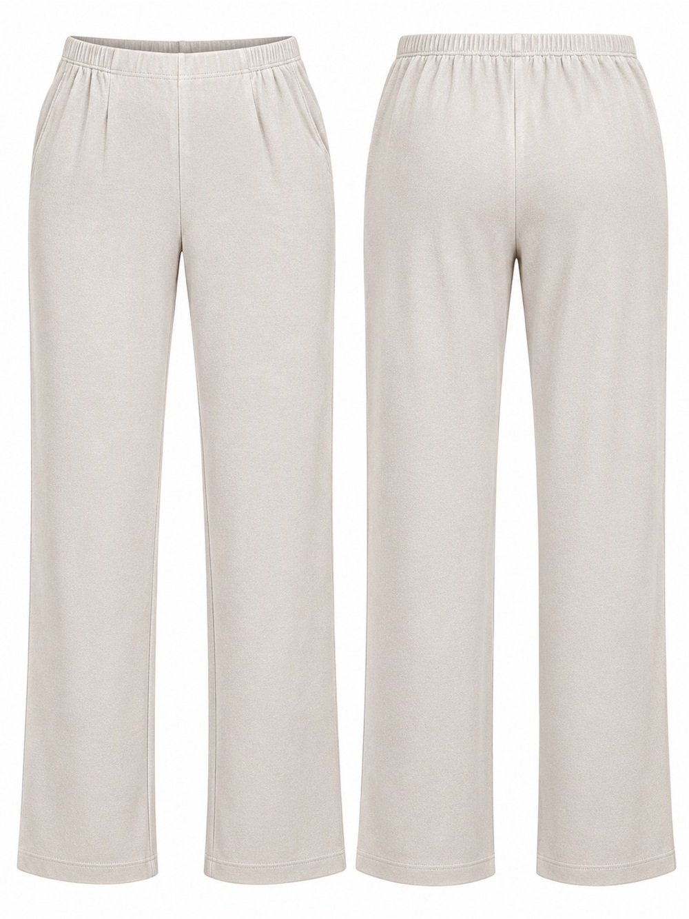 Chico’s Wide-Leg Pull-On Pants Beige Taupe 2R US 12/14 Acetate Spandex